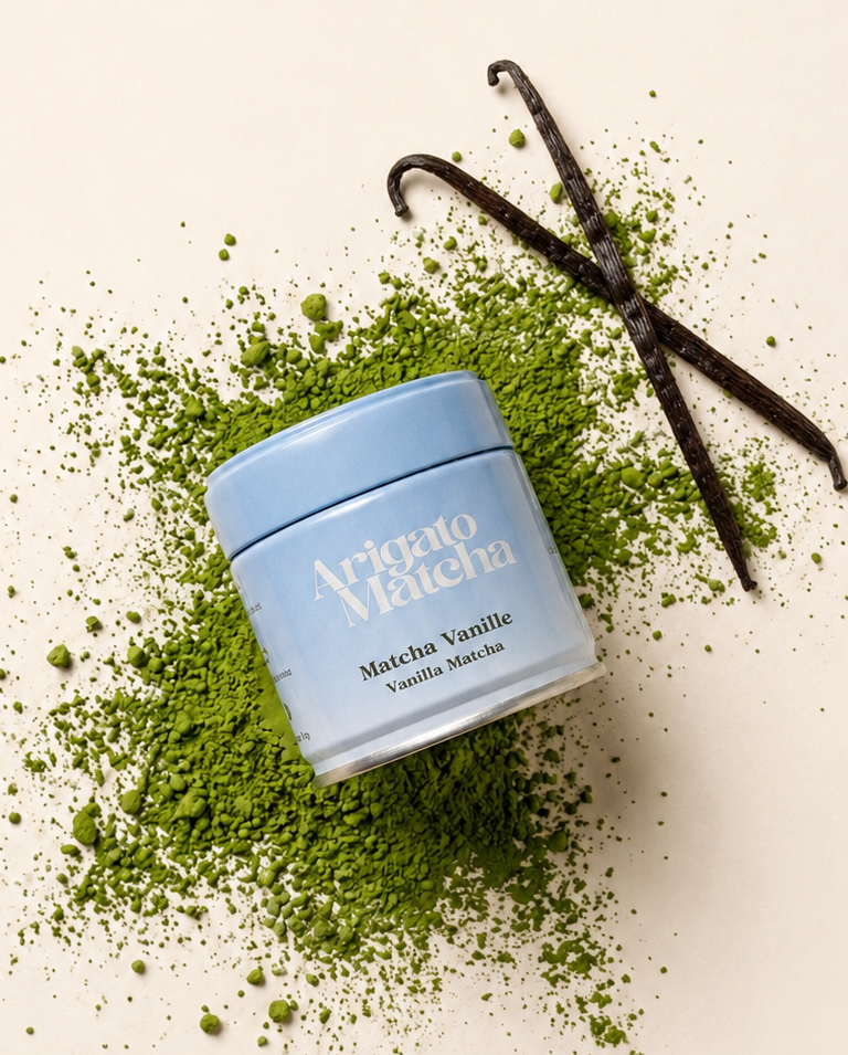 Boîte de matcha cérémonial à la vanille Arigato Matcha